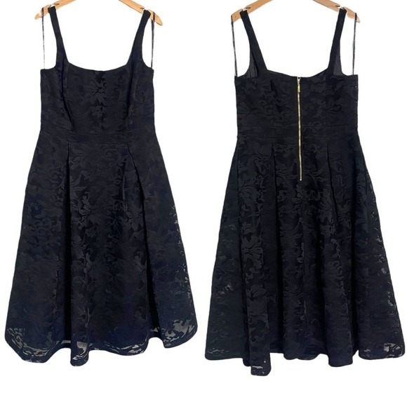 City Chic 14 Black Floral Fit Flare Midi Dress Party Cocktail Evening Classy New - Picture 1 of 8